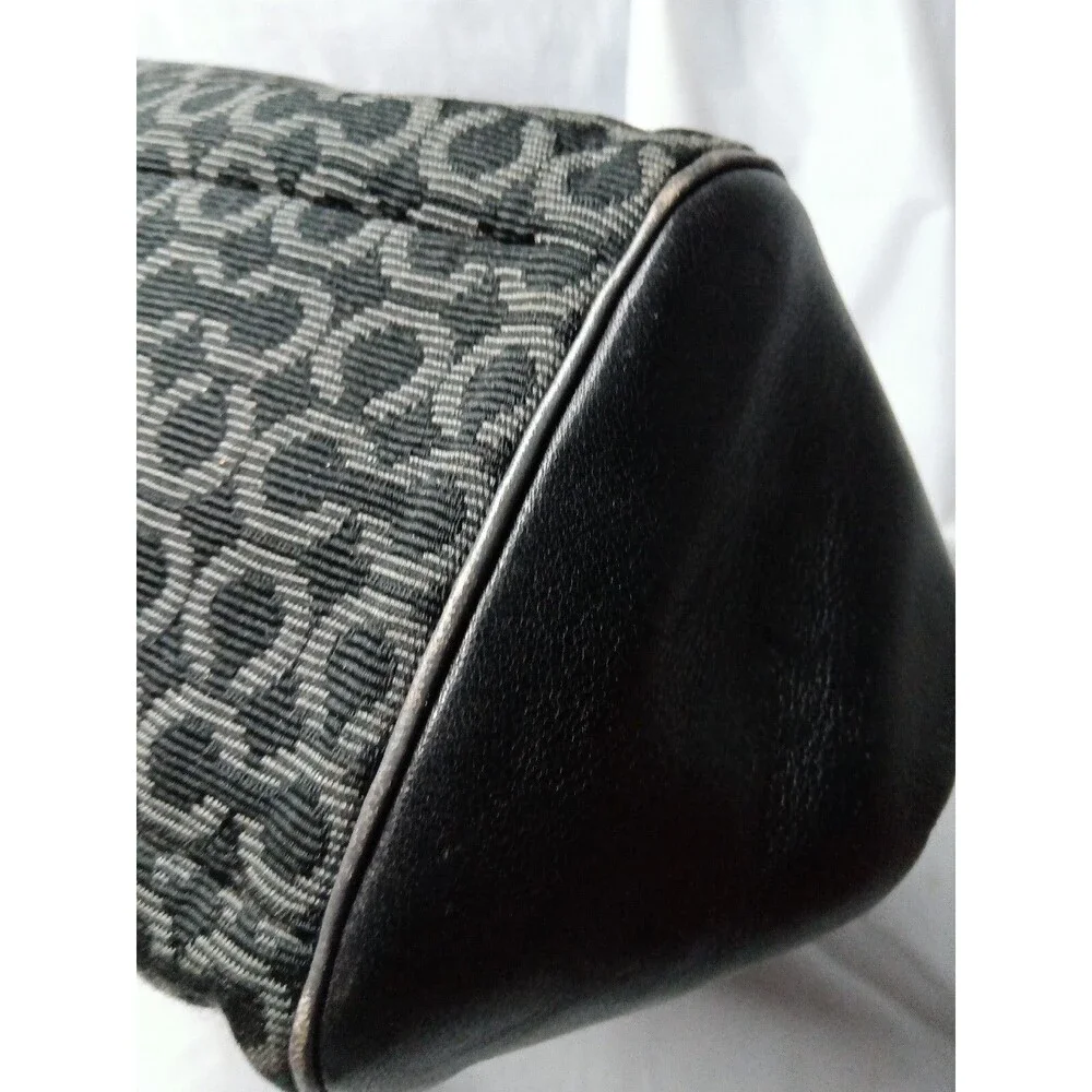 Vintage Coach Madison Op Art Handbag #25215 Grey~Black Canvas Leather Trim